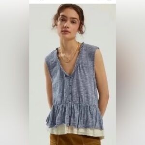 Pilcro Blue Sleeveless Tank Top
